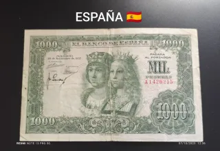 Billete 1000 Pesetas España 1957