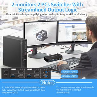 Conmutador switcher  KVM 2 monitores 2 pc HDMI