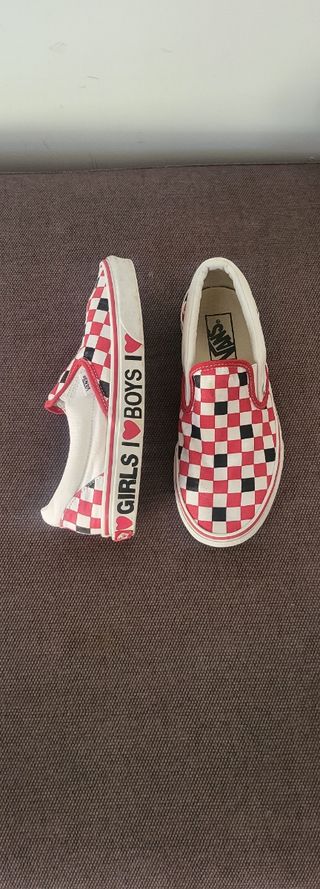 Zapatillas Vans Talla 38 Cuadros Rojo Blanco