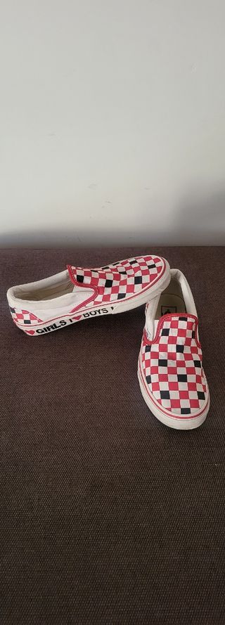 Zapatillas Vans Talla 38 Cuadros Rojo Blanco