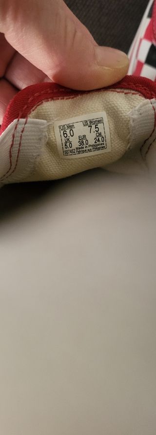Zapatillas Vans Talla 38 Cuadros Rojo Blanco