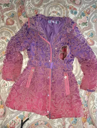 Abrigo Desigual niña morado y rosa talla 7-8