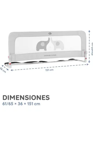 Barrera de Cama 150 cm Gris Elefantes