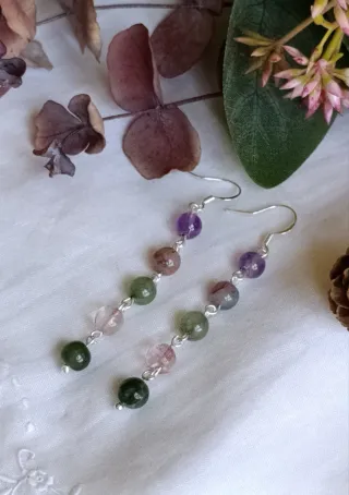 Pendientes de plata con bolas de colores
