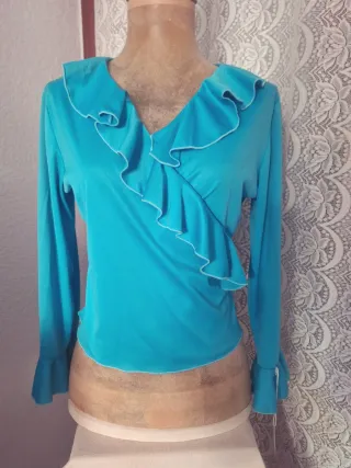 BLUSA FLAMENCA NUEVA CRUZADA CON VOLANTES L/XL