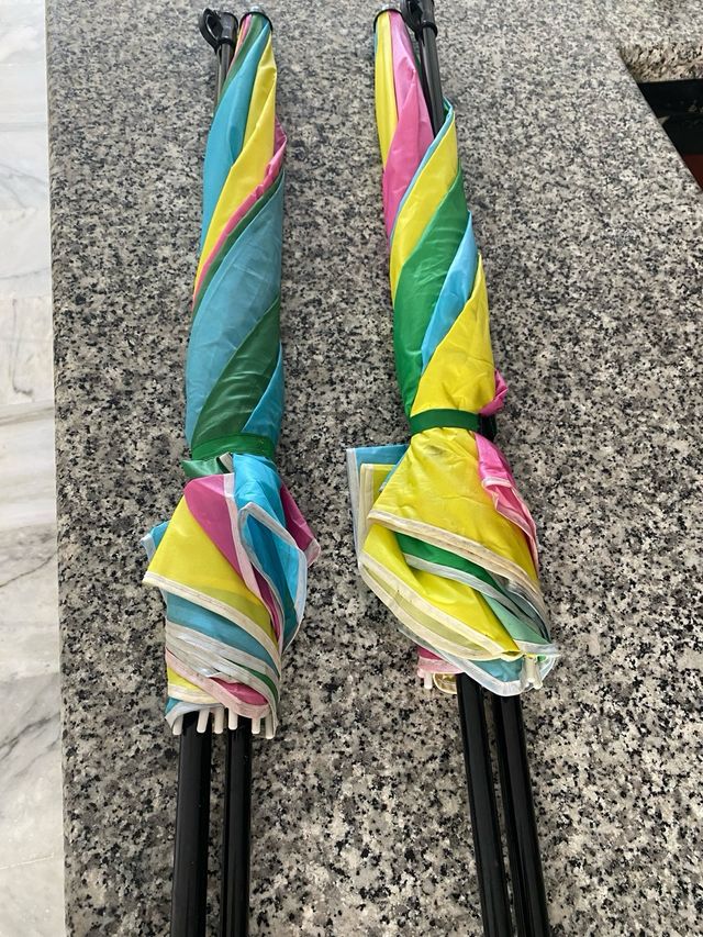 juego de Sombrillas multicolor de tela y plástico