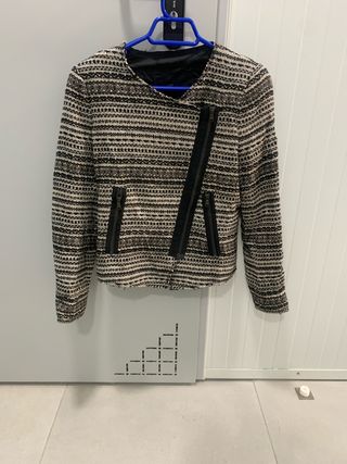 Chaqueta tweed cremalleras de algodon y lana