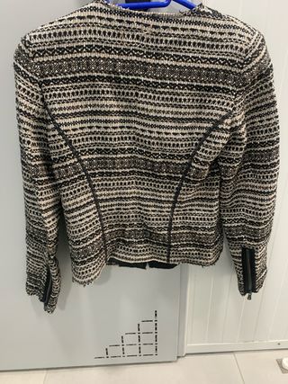 Chaqueta tweed cremalleras de algodon y lana