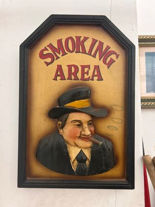 Cartel Smoking Area Antiguo