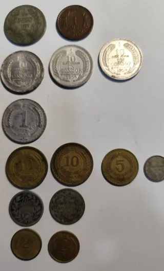 Lote 14 Monedas Antiguas Chile
