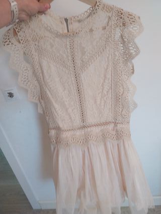 Vestido fiesta encaje beige Talla M