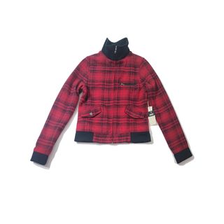 Vans/Chaqueta de tweed escocés rojo y negro T:S