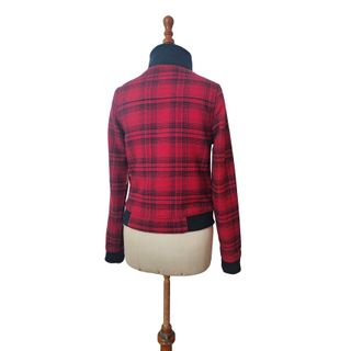 Vans/Chaqueta de tweed escocés rojo y negro T:S