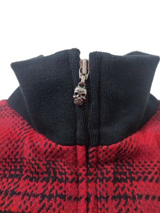 Vans/Chaqueta de tweed escocés rojo y negro T:S