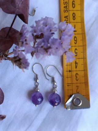 Pendientes bolas plata y amatista