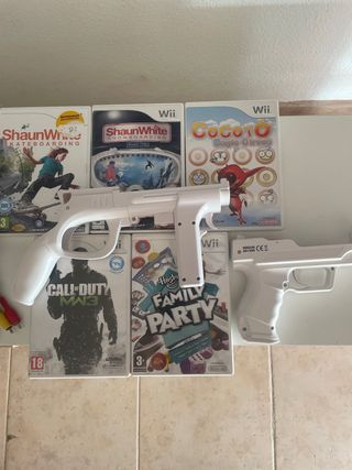 NINTENDO WII Consola Blanca + 5 Juegos 2 pistolas 