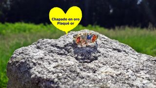 Anillo Chapado Oro Cristales Multicolor
