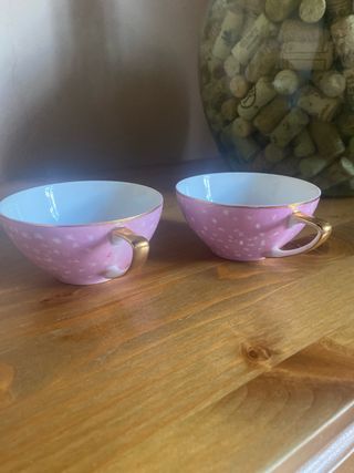 Tazas de porcelana vintage rosas