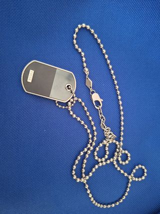 Collar Fossil Hombre Negro y Plateado de Acero