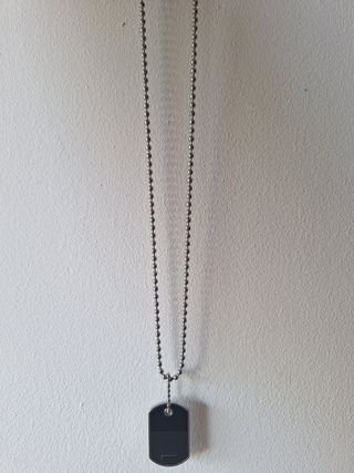 Collar Fossil Hombre Negro y Plateado de Acero