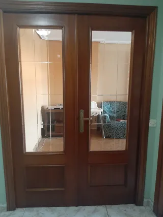 Puerta interior madera con cristal