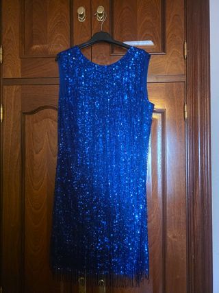 Vestido fiesta flecos y lentejuelas