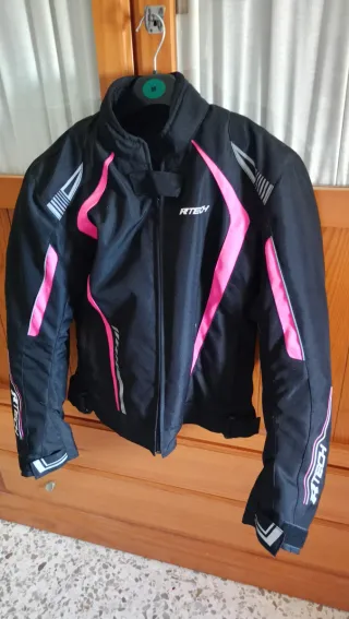 Chaqueta Moto R-Tech Negra y Rosa Talla XS