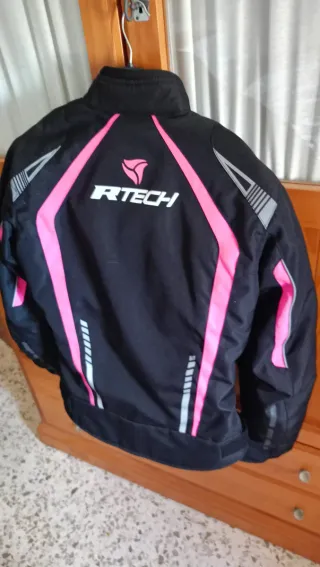 Chaqueta Moto R-Tech Negra y Rosa Talla XS