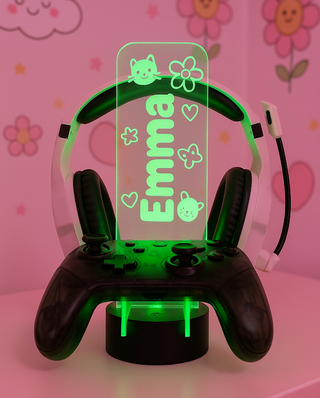 Soporte gamer personalizado LED regalo auriculares