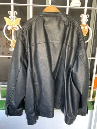 Chaqueta de cuero hombre negra