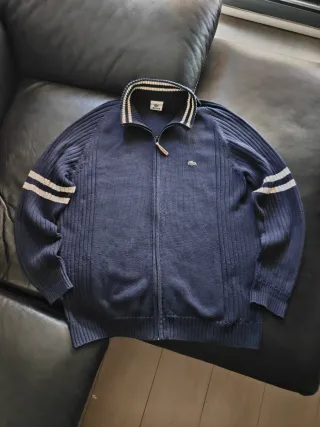 Jersey Lacoste cremallera azul marino 90s