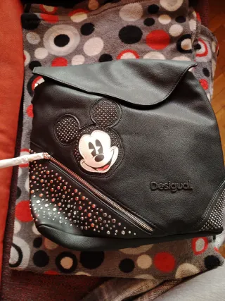 Bolso Desigual Mickey Mouse Negro y Plateado