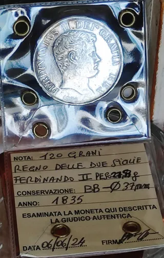 120 Grana 1835 Fernando II Sicilia Imperio Español