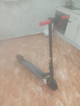 Patinete Eléctrico Negro con Puños Rojos