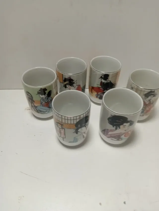 Juego 6 Tazas Sake Estilo Japonés antiguas