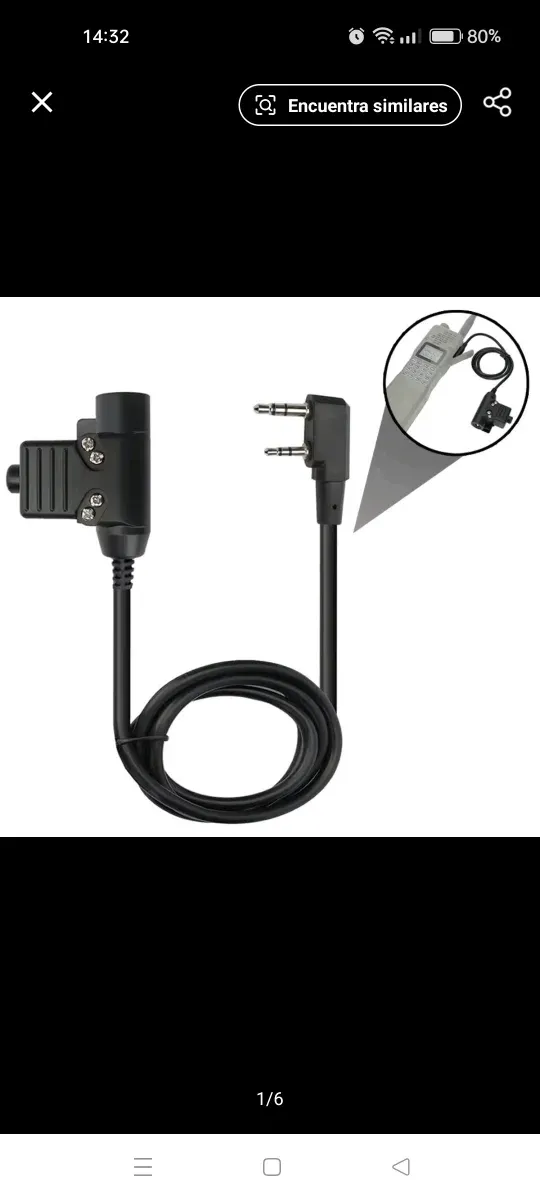 Cable PTT táctico para Kenwood Baofeng 