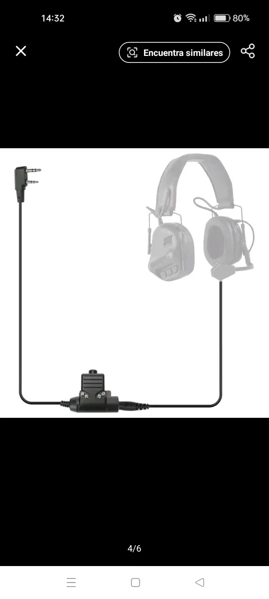 Cable PTT táctico para Kenwood Baofeng 