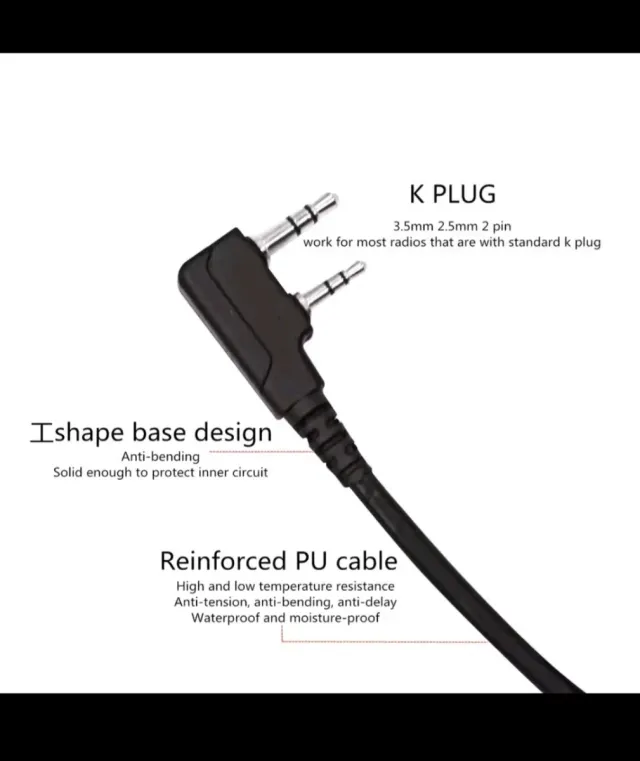 Cable PTT táctico para Kenwood Baofeng 