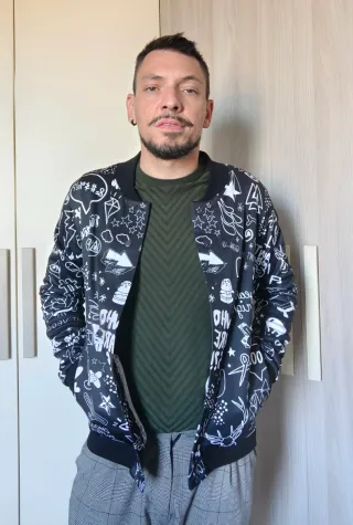 Giubbotto bomber con stampa