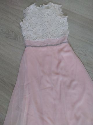 Vestido fiesta blanco y rosa Talla XS