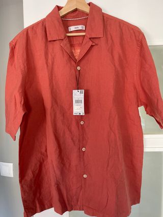Camisa de hombre, marca Mango. Naranja Talla L