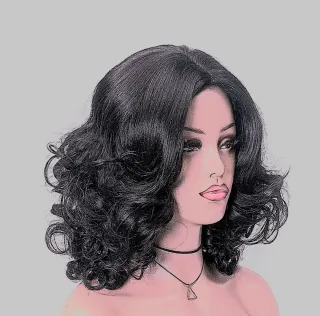 Peluca castaño oscura Media Melena Ondulada