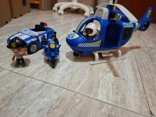 Pin y Pon Policía Coche Helicóptero Moto