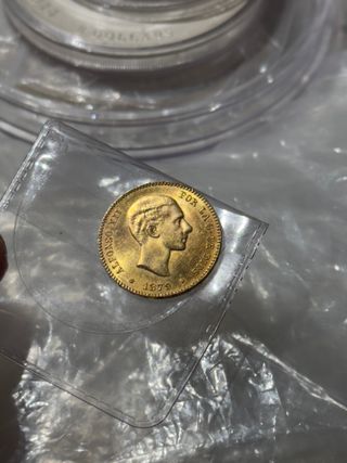 Moneda Oro España 25 Pesetas 1879 Alfonsina 