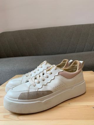 Zapatillas blancas mujer, talla 38