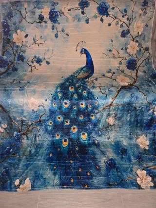 Coperta plaid pavone orientale in peluche