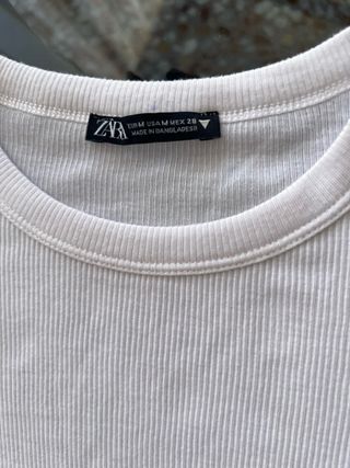 Camiseta Zara Blanca Manga Corta
