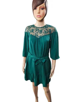 Vestido verde Etam con encaje