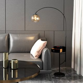 Lámpara de pie moderna arco con cajón en oro