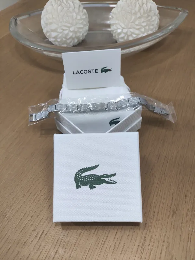 Pulsera Lacoste Original en Acero Plata Nueva 